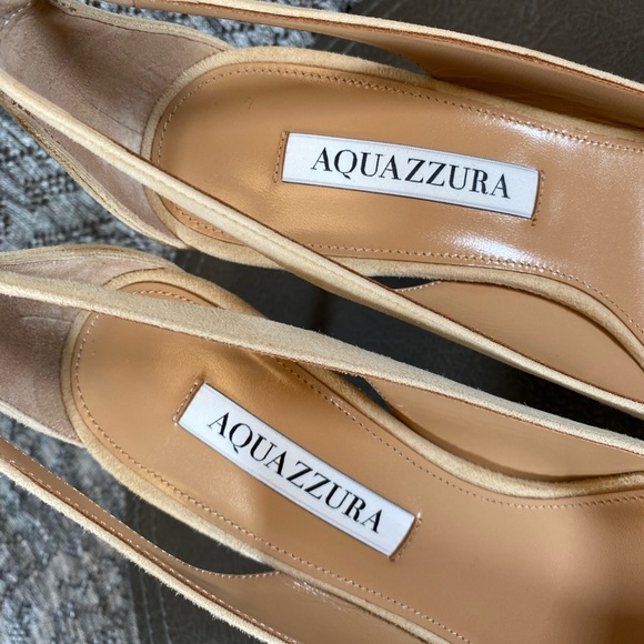 Aquazzura Bow Tie Pump 85mm Heels Nude Size 37 - Picture 10 of 15